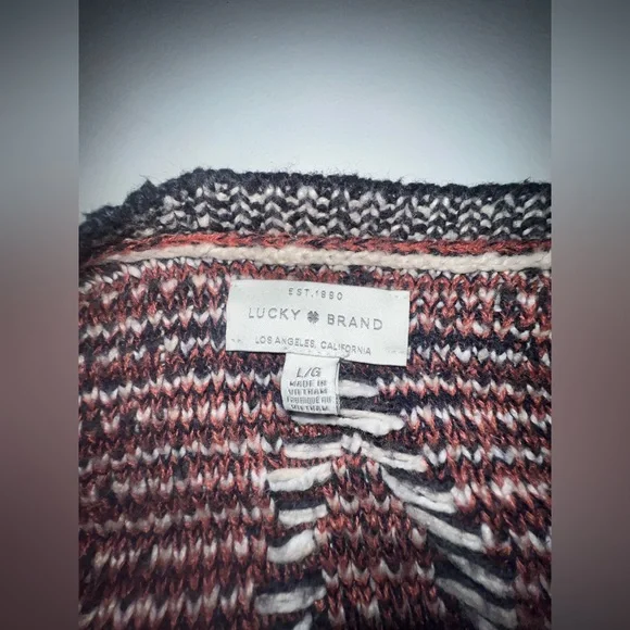 LUCKY BRAND Chevron Southwestern Cardigan Sweater Size Large - Picture 4 of 5